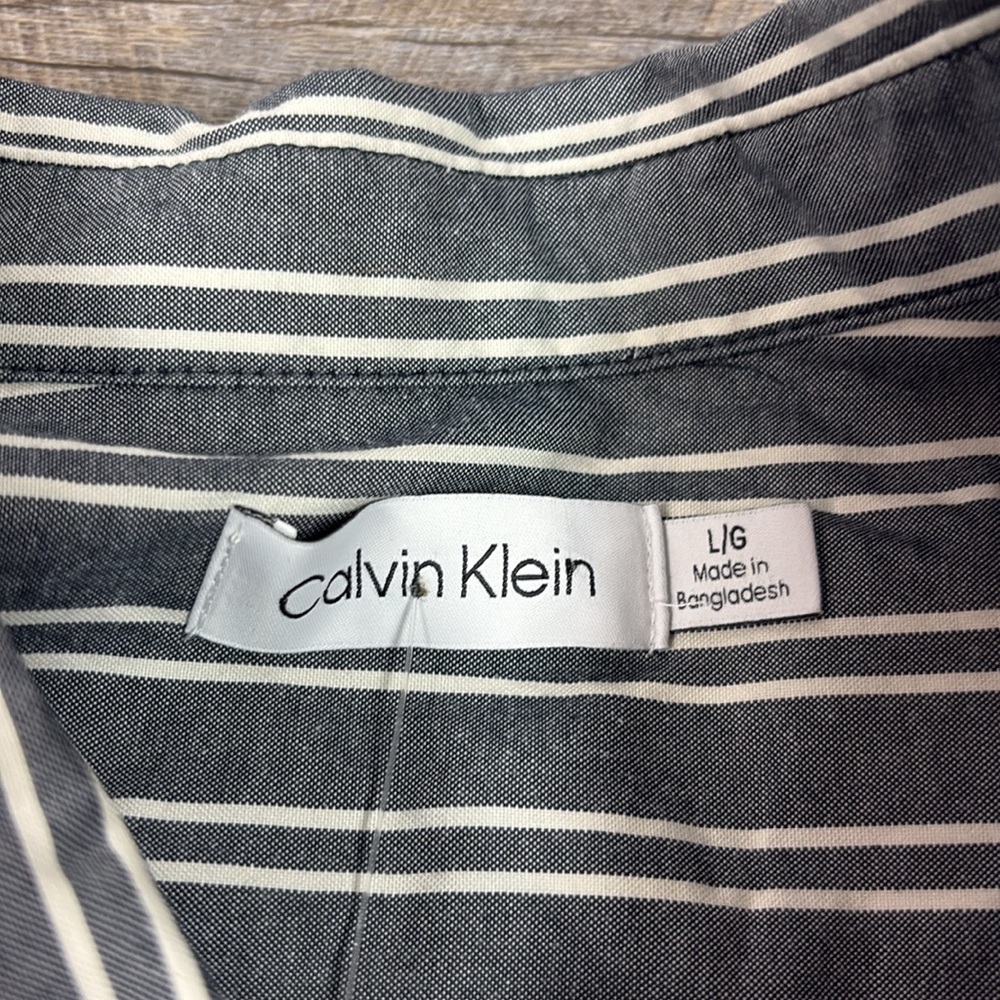 NEW Calvin Klein Men’s Easy Relaxed Fit Casual Long Sleeve Shirt -Dark Sapphire - Picture 4 of 10